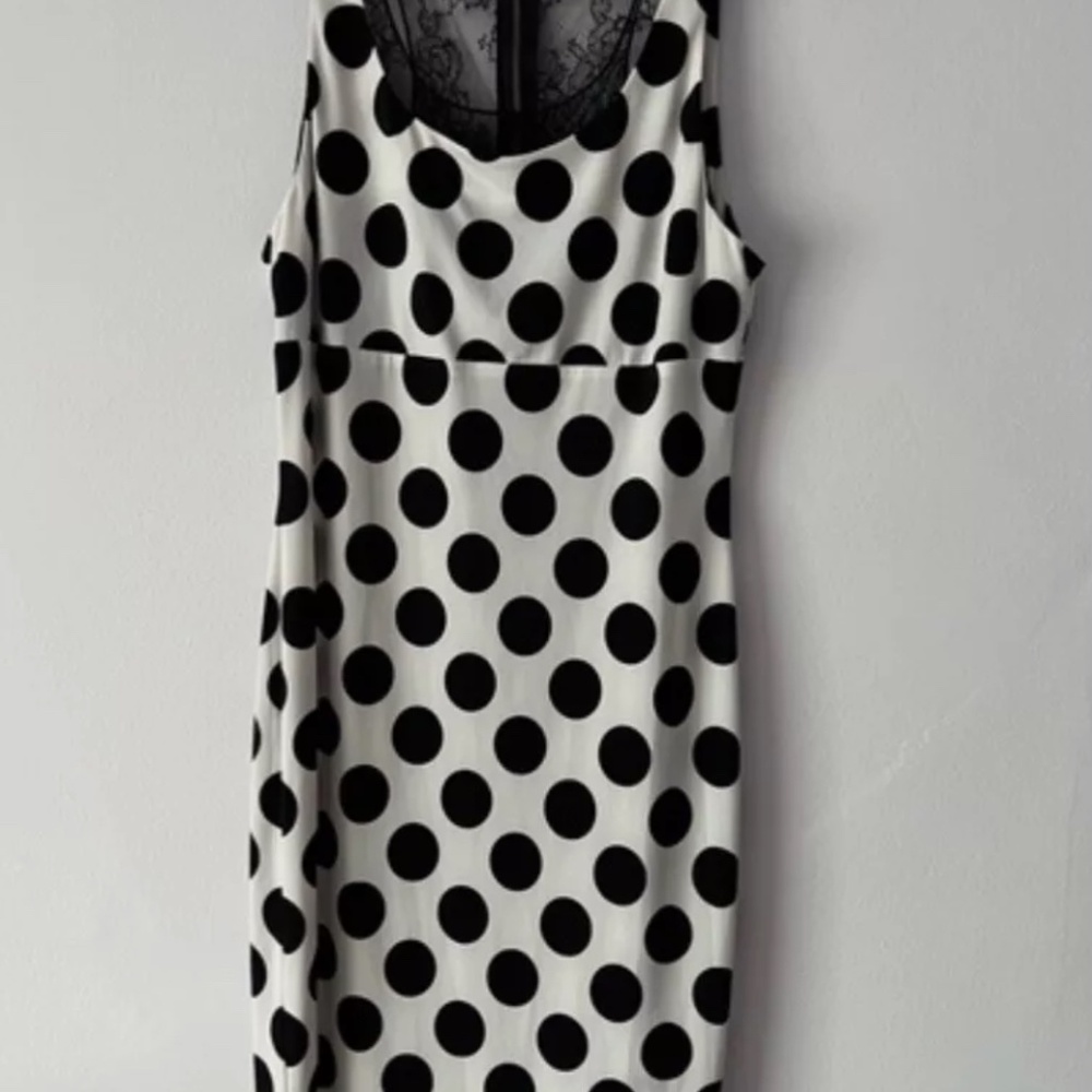 Alice + Olivia Polka Dot Lace Dress Black White Medium